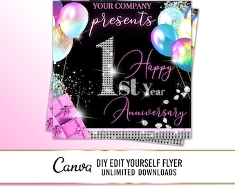 Folleto de venta de aniversario Folleto de aniversario editable Folleto de aniversario prediseñado Folleto de celebración de venta de cumpleaños Diseño de folleto para redes sociales