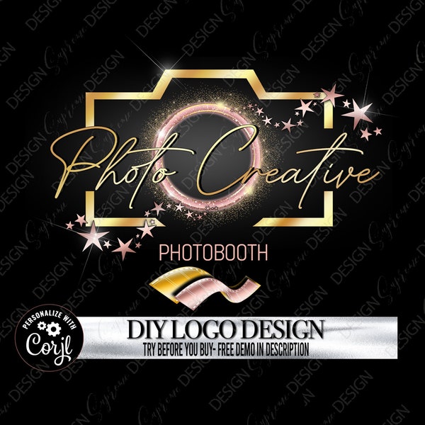 Photography Business Logo, Premade Photographer logo, Editable Camera logo template, Photo Booth Logo design, Wedding Photo Logo, Photo Logo