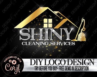 Cleaning Logo, House cleaning logo, Housekeeper Logo, Editable Office Cleaner Logo, Housemaid Logo, DIY Logo Design Template
