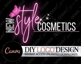 DIY beauty Logo, Boutique Logo design, beauty logo design, cosmetics, fashion, salon, lipgloss logo, editable logo design, feminine logo