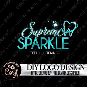 Teeth whitening logo, Editable Dental Care Logo design, Dental clinic logo template, Premade Tooth whitening  Logo, Dentist branding