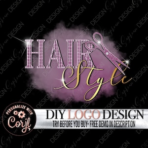 DIY hair Logo template, Beauty Hairstylist Logo design, Editable hair logo design, premade fashion, salon logo design, wigs feminine logo