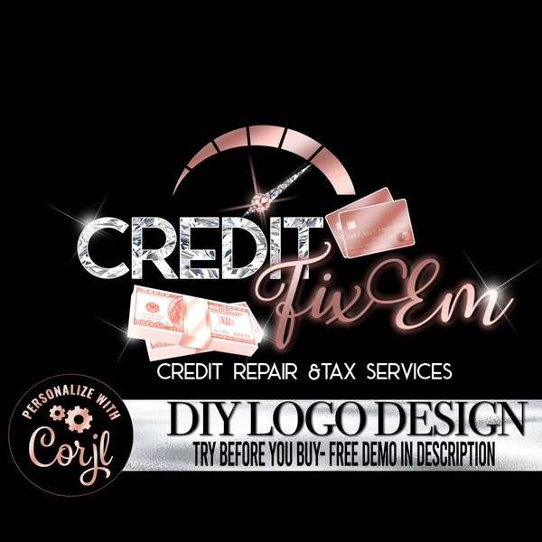 DIY Kreditreparatur Logo Design, Steuer-Logo-Vorlage, bearbeitbares Geschäftslogo-Design, vorgefertigtes Buchhalter-Logo