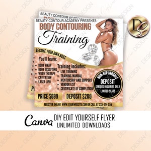 DIY BODY CONTOURING flyer, Body Sculpting Flyer, Body Contour Flyer, Instagram Social Media Template, Body Spa Flyer Media Flyer,Class Flyer