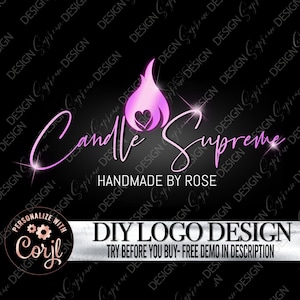 Candle Logo Design, Premade Candle Business Logo, Editable Candle Shop Logo template, Candle Wax Logo, handmade candle logo,