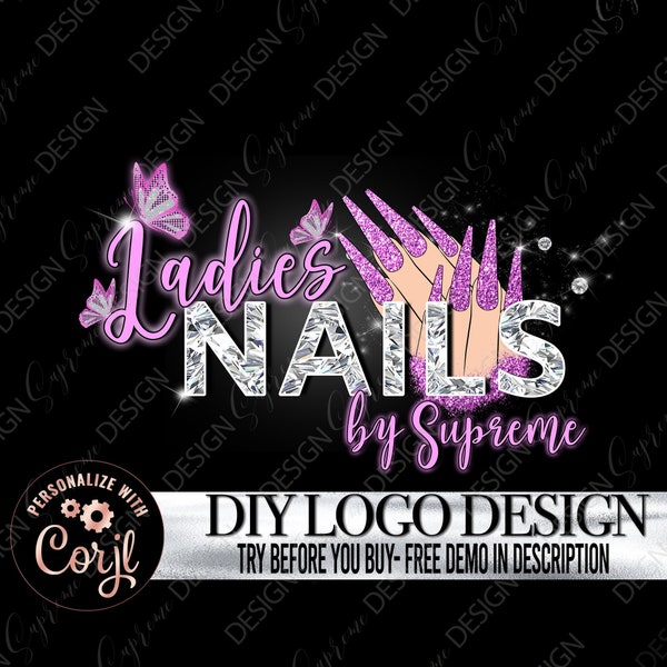 DIY Nail Logo Design, Pressed Nails Logo template, Editable Nail Artist logo design, Nail Business Logo, Nail Art, Nail Technician Logo