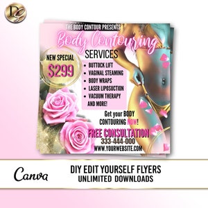 Body Sculpting Flyer, Body Contour Business Flyer, DIY Body Contouring flyer, Instagram Social Media Template, Body Spa Flyer Media Post