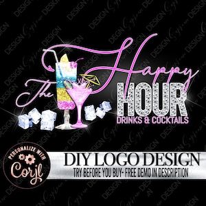 Bartender Logo,Bar Logo, Mobile Bartending Logo, Drinks Logo, Cocktail Business Logo, Beverage Logo, DIY Cocktails Logo Design Template