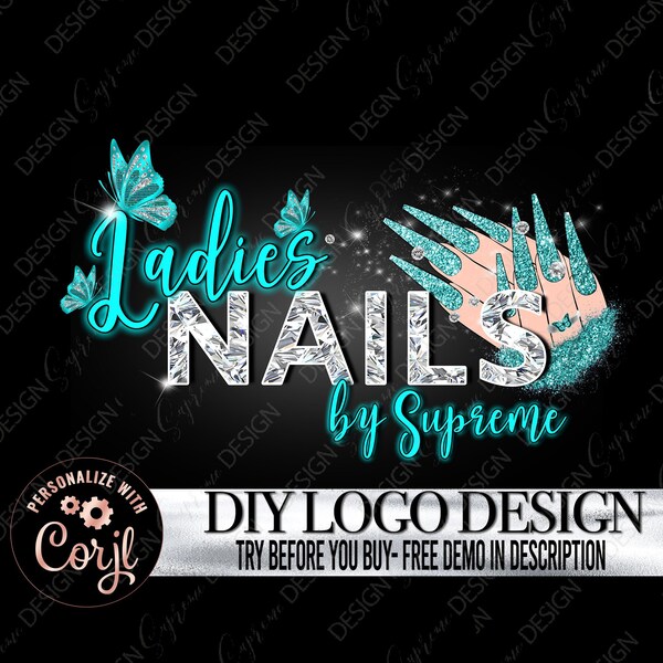 DIY Nagel Logo Design, Gepresste Nägel Logo Vorlage, Bearbeitbares Nail Artist Logo Design, Nail Business Logo, Nail Art, Nail Technician Logo