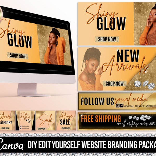 BEAUTY WEBSITE BANNER, Diy Web banner, Shopify Banners, Slide Show Banners, Wix website template, web banner template for lip gloss, hair