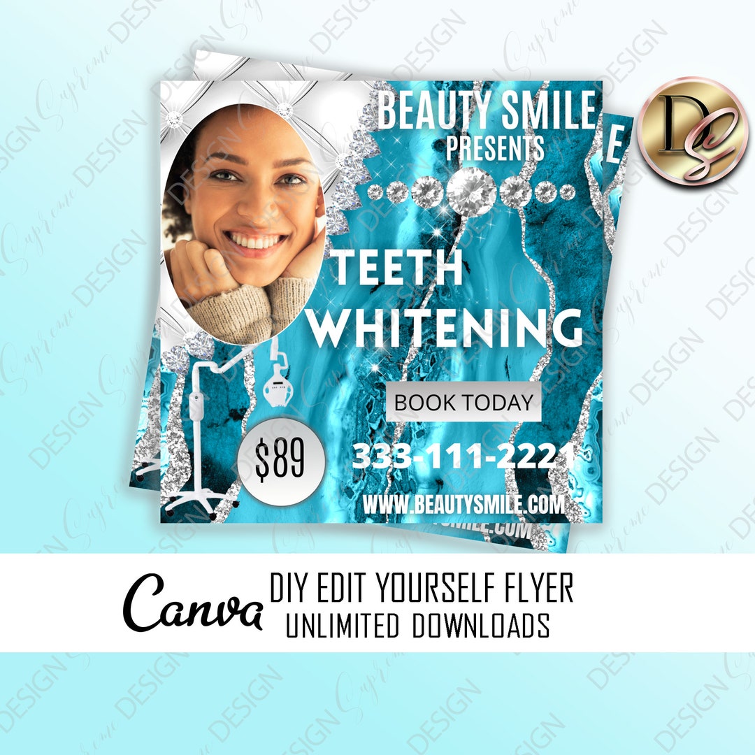 TEETH WHITENING FLYER Template, Teeth Flyer, Dentist Flyer, Teeth Whitening Classes, Teeth