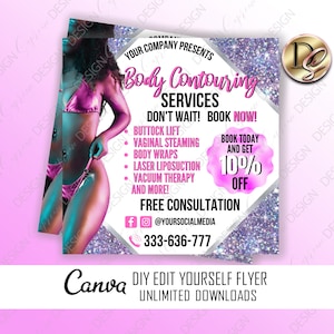 DIY BODY CONTOURING flyer, Body Sculpting Flyer, Body Contour Flyer, Instagram Social Media Template, Body Spa Flyer Media Flyer,Class Flyer