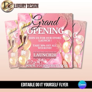 Grand Opening Flyer, Coming Soon Launch Flyer, Editable Event Party Flyer, Shop Opening Flyer Design, Beauty Hair Lash Boutique