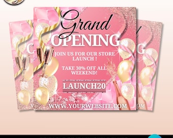 Volante de gran inauguración, volante de lanzamiento de próximamente, volante editable para fiesta de evento, diseño de volante de inauguración de tienda, boutique de belleza, cabello y pestañas