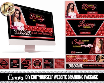 DIY WEB BANNER Set, Website banner category, Shopify Banners, Slide Show Banners, Hair, Lashes, Beauty, Nails, Wigs banner kit template