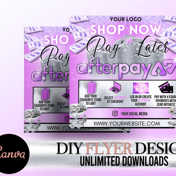 Buy Now Pay Later Instagram Flyer, Afterpay Sezzle Flyer, Shop Now Installment Flyer, Klarna, Quadpay, Sezzle Social Media Flyer