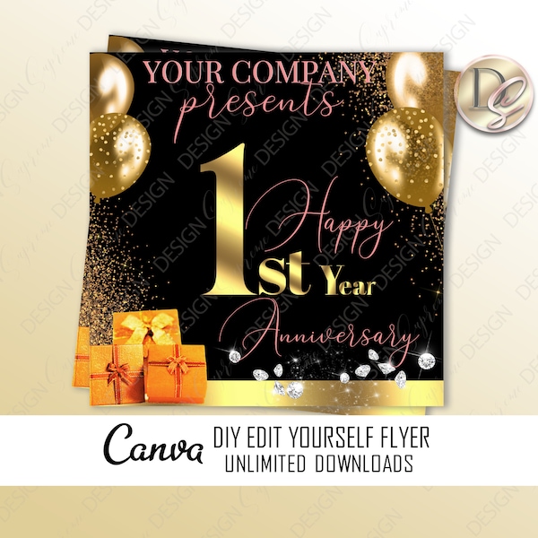 DIY Anniversary Sale Flyer, Editable Anniversary Flyer, Premade Anniversary Flyer, Birthday Sale Celebration Flyer,Social Media flyer design