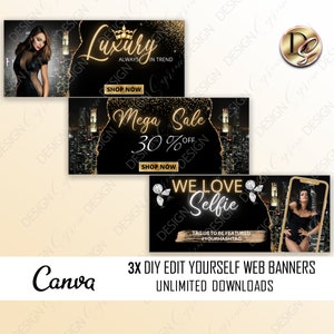 BEAUTY WEBSITE BANNER, Diy Web banner, Shopify Banners, Slide Show Banners, Wix website template, web banner template for lip gloss, hair image 4