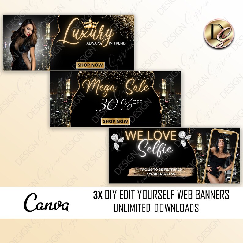 BEAUTY WEBSITE BANNER, Diy Web banner, Shopify Banners, Slide Show Banners, Wix website template, web banner template for lip gloss, hair image 4