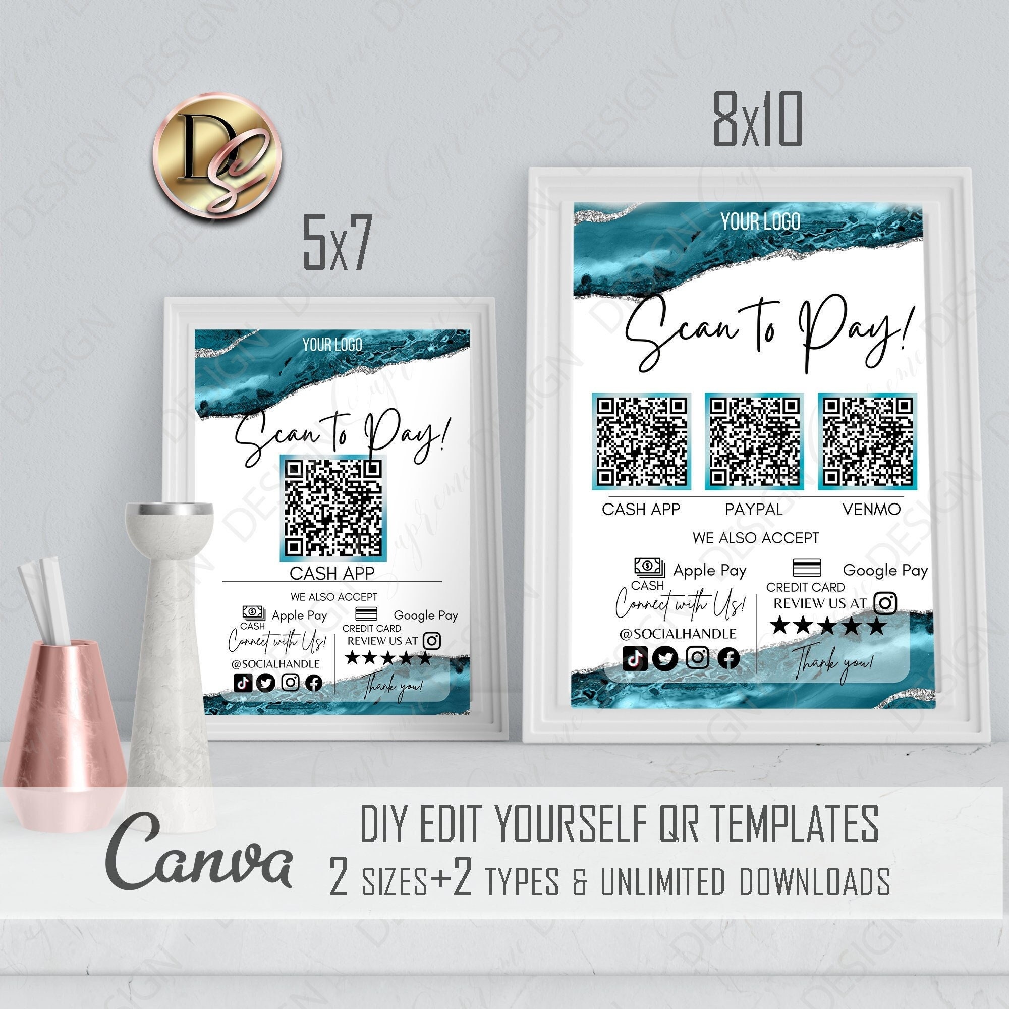 Editable Scan to Pay Template QR Scan Code QR Sign | Etsy