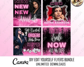 New Arrivals Social Media Flyer,Meet Ceo Instagram Design Template,Holiday Sale Boutique Business Flyer,Orders Shipped Flyers Bundle pb