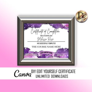 Certificate of Completion Template, Diploma File Training Certificate, Editable Certificate Template Design, Beauty course certificate