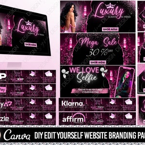 BEAUTY WEBSITE BANNER, Diy Web banner, Shopify Banners, Slide Show Banners, Wix website template, web banner template for lip gloss, hair