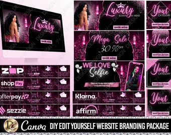 BEAUTY WEBSITE BANNER, Diy Web banner, Shopify Banners, Slide Show Banners, Wix website template, web banner template for lip gloss, hair