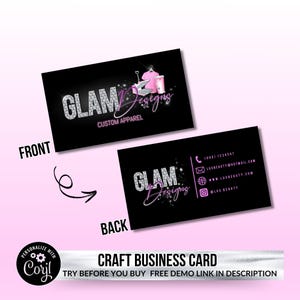Design de cartão de visita artesanal Modelo de cartão de marketing para pequenas empresas rosa Cartão de visita pré-fabricado com impressão a quente Cartão de visita de artesão editável