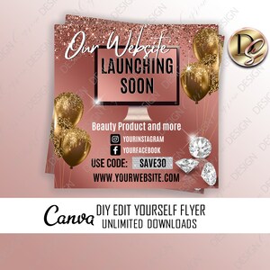 WEBSITE LANCERING FLYER, binnenkort live sociale media post, instagram flyer ontwerp, Grand Opening Flyer, bewerkbare winkelopening Flyer Design