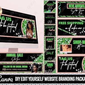 BEAUTY WEBSITE BANNER, Diy Web banner, Shopify Banners, Slide Show Banners, Wix website template, web banner template for lashes, hair image 1