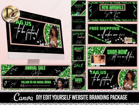 BEAUTY WEBSITE BANNER, Diy Web banner, Shopify Banners, Slide Show Banners, Wix website template, web banner template for lashes, hair