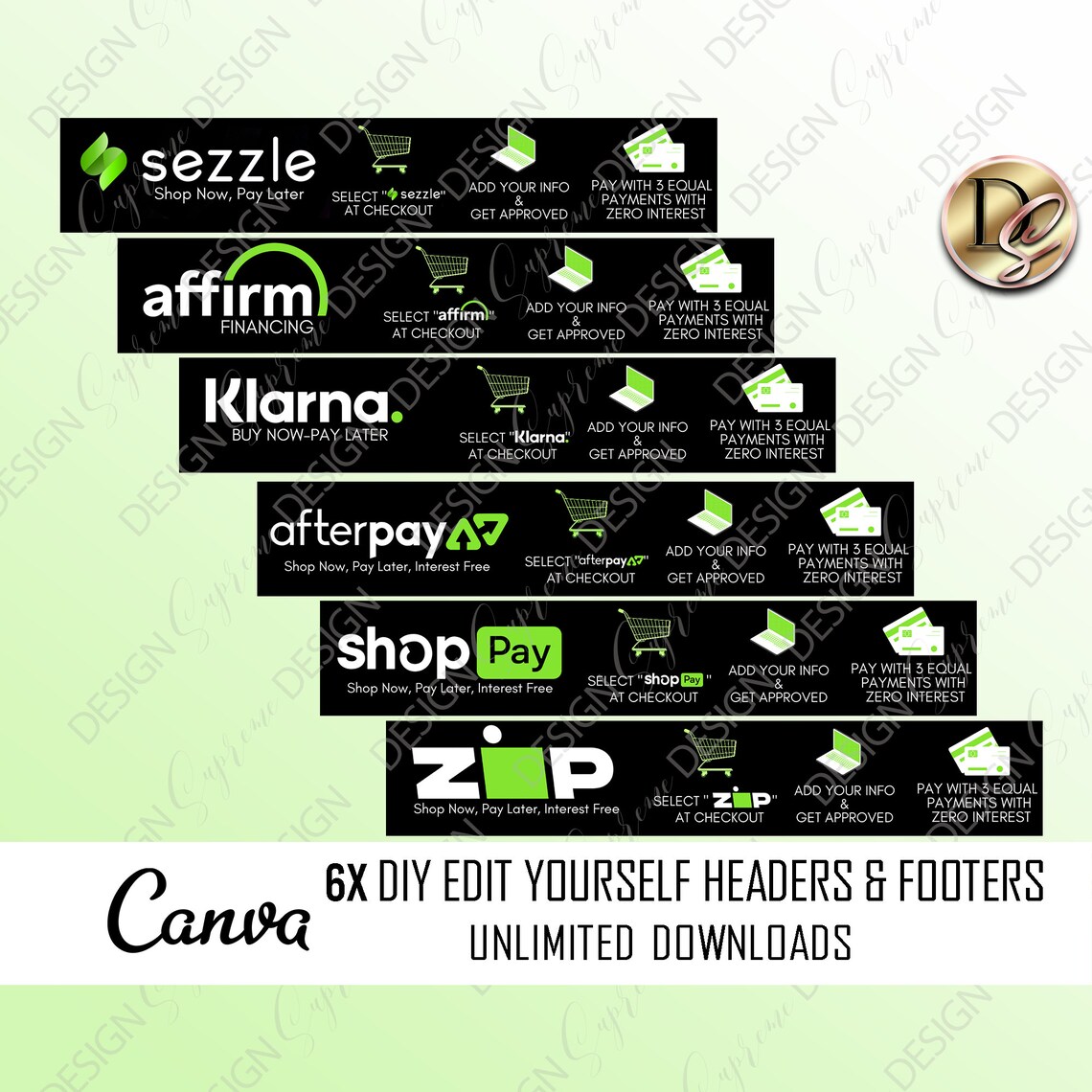 PAYMENT BANNERS Template Afterpay Sezzle Klarna Quadpay Etsy