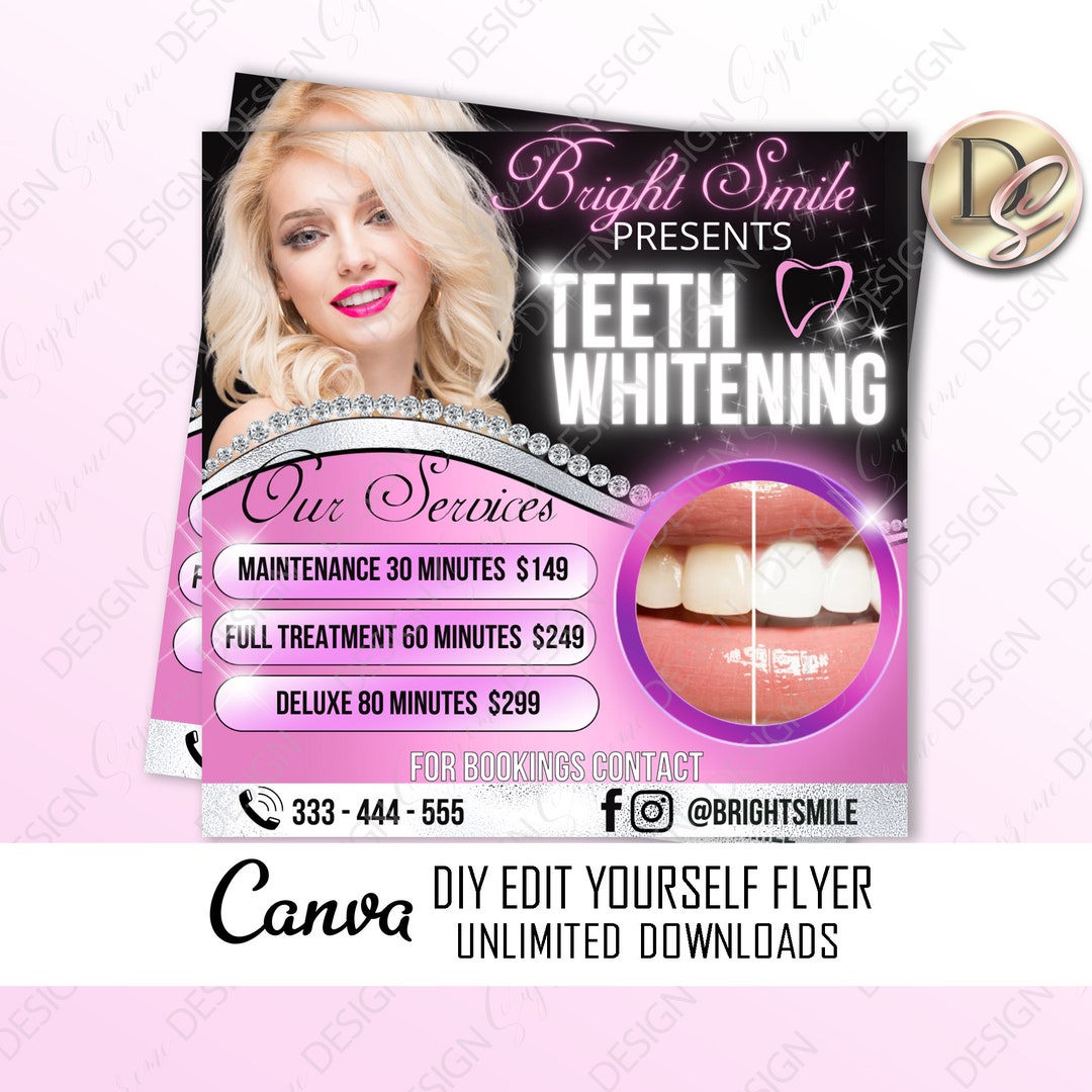 TEETH WHITENING FLYER Template, Teeth Flyer, Dentist Flyer, Teeth Whitening Classes, Teeth