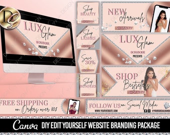 DIY WEB BANNER Set, Website banner category, Shopify Banners, Slide Show Banners,Hair, Lashes, Beauty,Nails, Wigs banner kit template Sku001