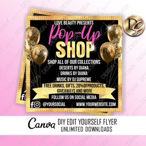 EDITABLE Pop shop flyer, Sip and shop flyer, Boutique flyer Template, Grand Opening Boutique Invitation, Shopping Event Sales Announcement