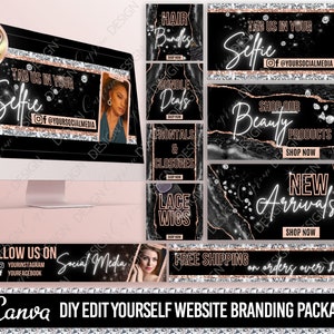 BEAUTY WEBSITE BANNER, Diy Web banner, Shopify Banners, Slide Show Banners, Wix website template, web banner template for lashes, hair