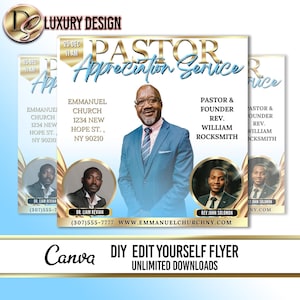 Pastor Appreciation Flyer Template, Editable Church Service Ministry Flyer, Worship Church Services Flyer, Prayer Conference Flyer Design