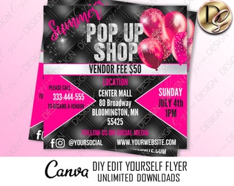 EDITABLE Pop shop flyer, Sip and shop flyer, Boutique flyer Template, Grand Opening Boutique Invitation,Shopping Event Sales Announcement