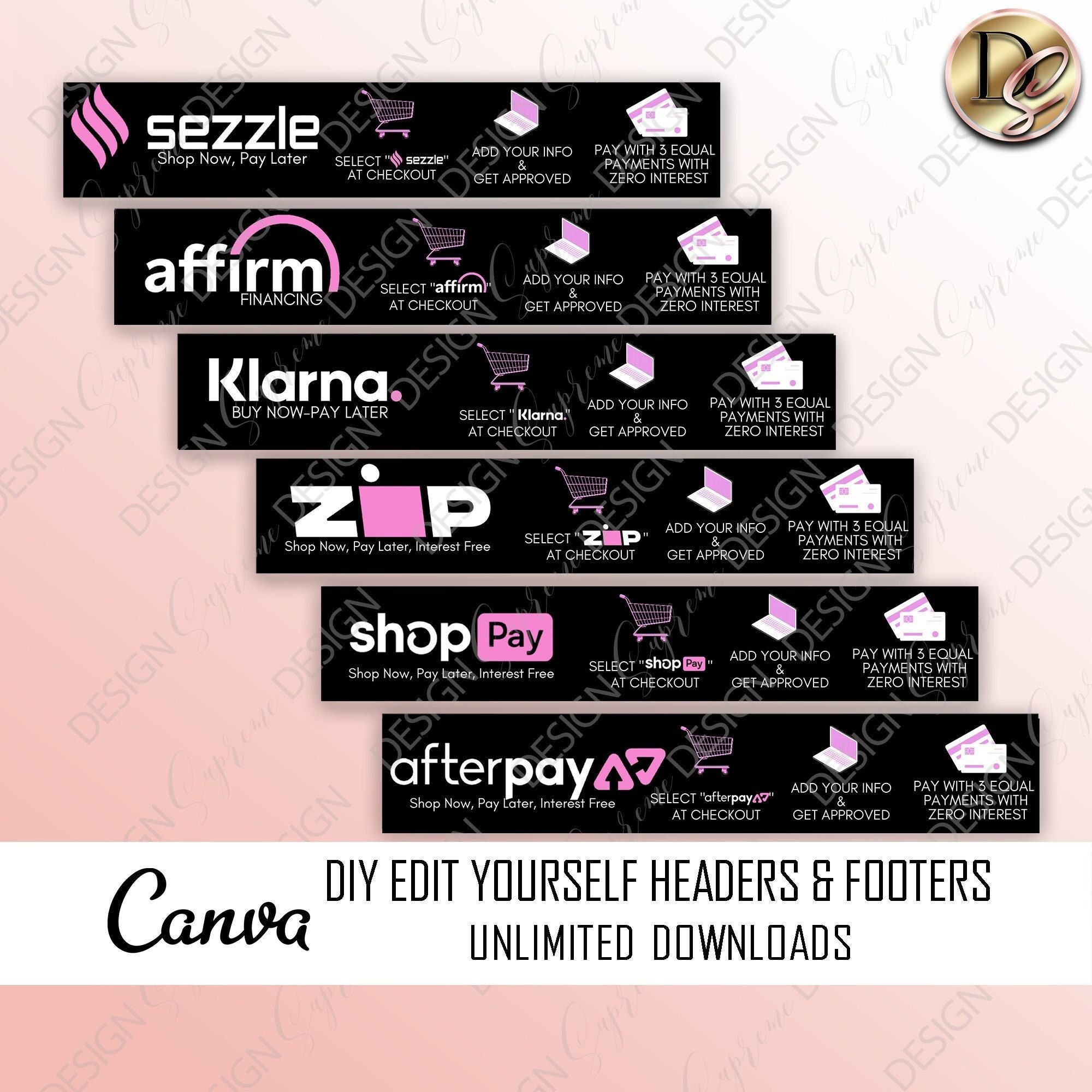 PAYMENT BANNERS Template Afterpay Sezzle Klarna Quadpay Etsy