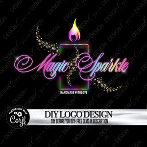 Candle Logo Design, Premade Candle Business Logo, Editable Candle Shop Logo template, Candle Wax Logo, handmade candle logo,