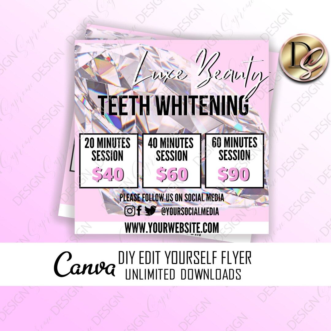 TEETH WHITENING FLYER Template, Teeth Flyer, Dentist Flyer, Teeth Whitening Classes, Teeth