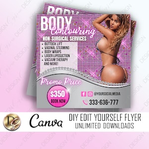 DIY BODY CONTOURING flyer, Body Sculpting Flyer, Body Contour Flyer, Instagram Social Media Template, Body Spa Flyer Media Flyer,Class Flyer