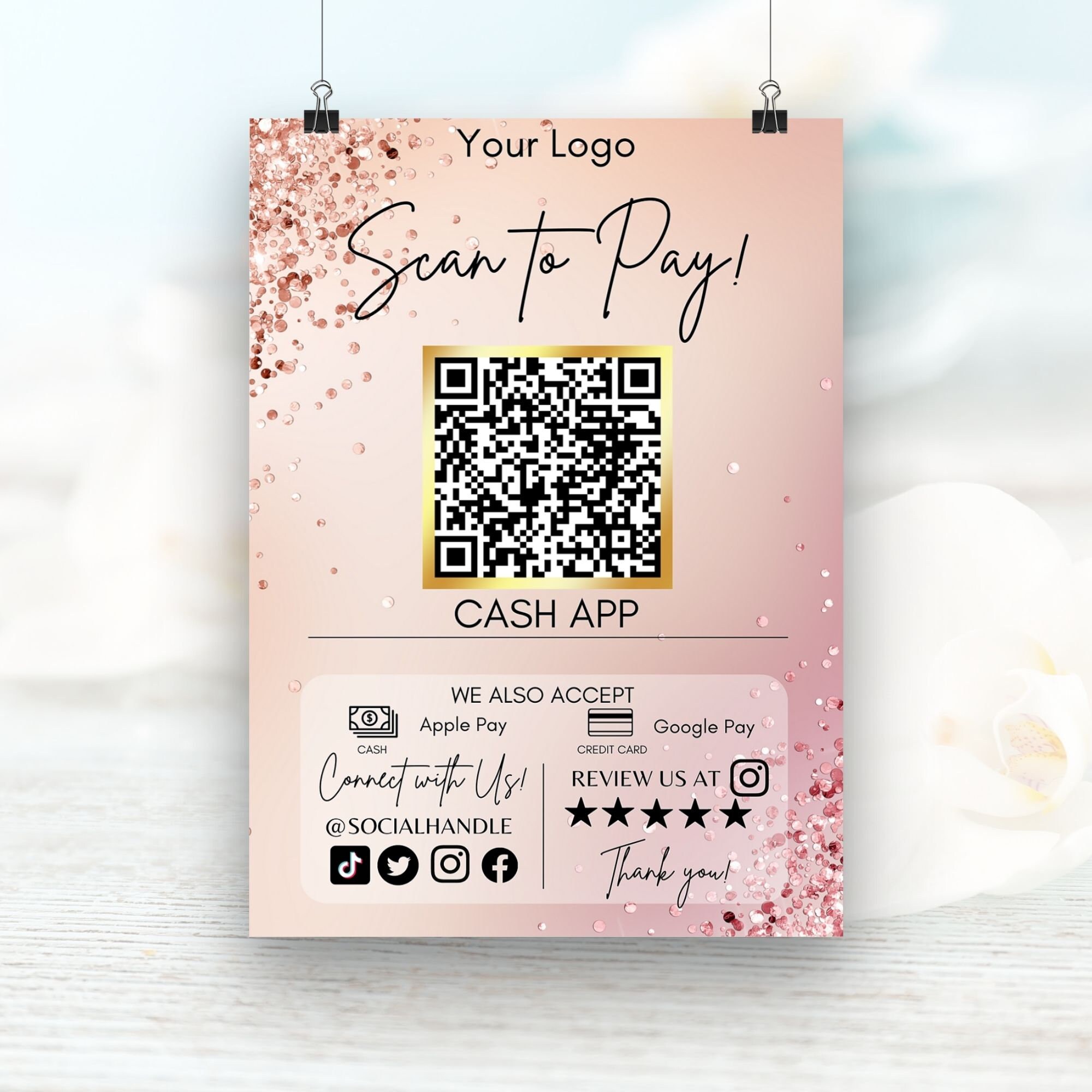 Editable Scan to Pay Template QR Scan Code QR Sign | Etsy