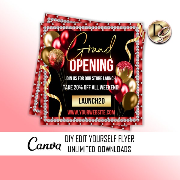 DIY Grand Opening Flyer, Instagram flyer template live, Editable Social Media Post, Shop Opening Flyer Design, Beauty Hair Lash Boutique