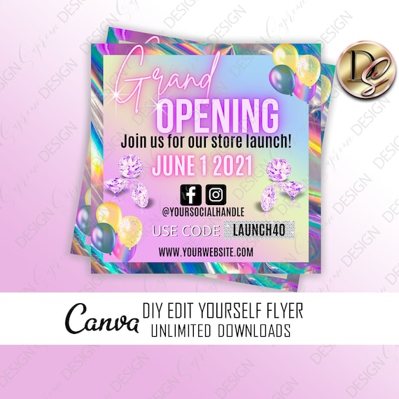 Diy Grand Opening Flyer Instagram Flyer Template Live Etsy