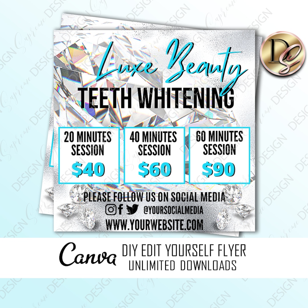 TEETH WHITENING FLYER Template, Teeth Flyer, Dentist Flyer, Teeth Whitening Classes, Teeth