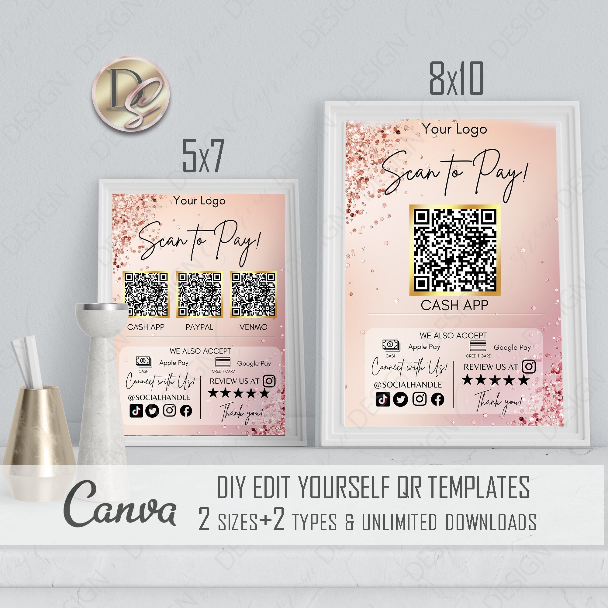 Editable Scan to Pay Template QR Scan Code QR Sign | Etsy