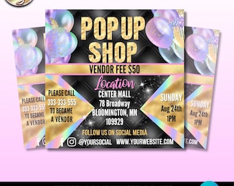 EDITABLE Pop shop flyer, Sip and shop flyer, Boutique flyer Template, Grand Opening Boutique Invitation,Shopping Event Sales Announcement