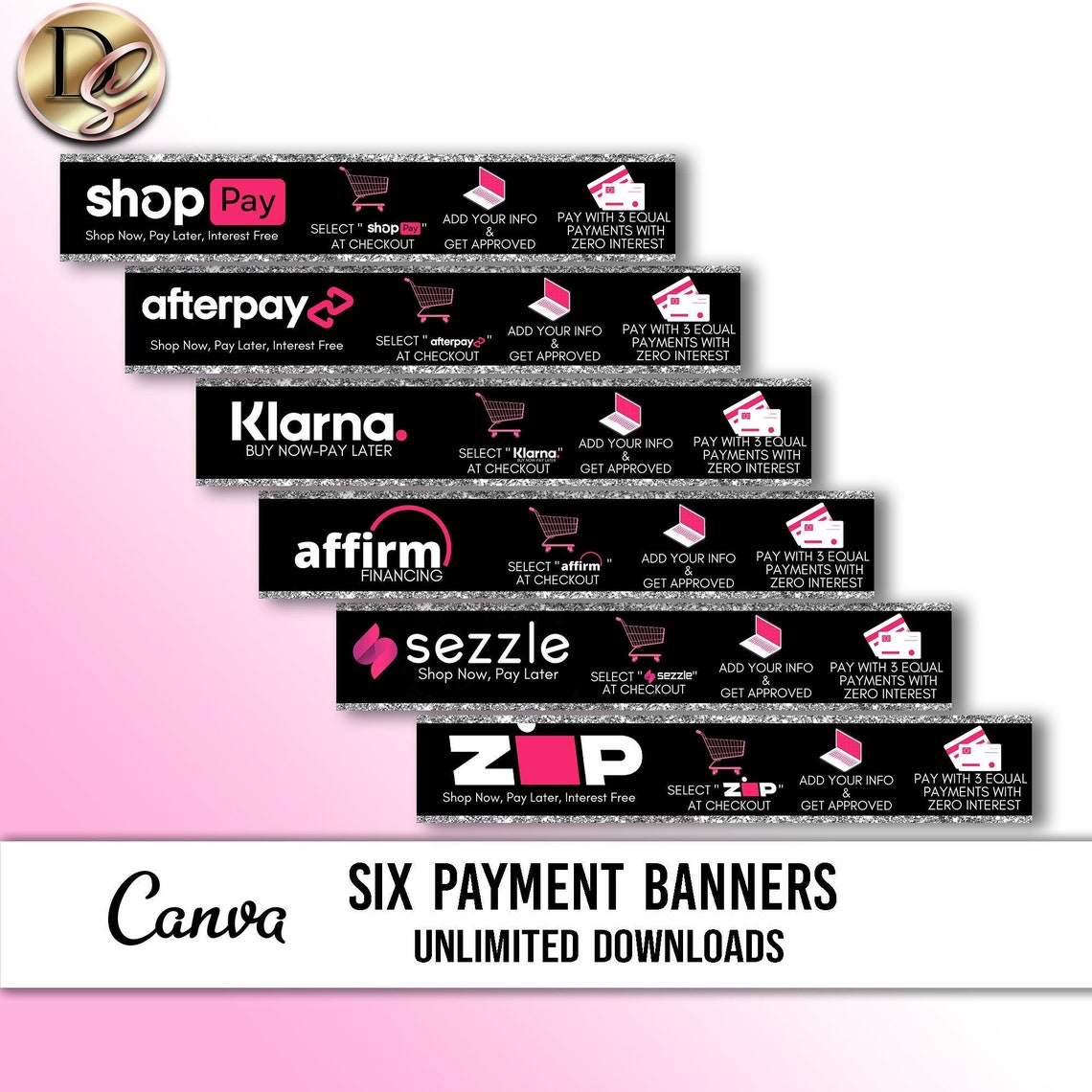 PAYMENT BANNERS Template Afterpay Sezzle Klarna Quadpay Etsy